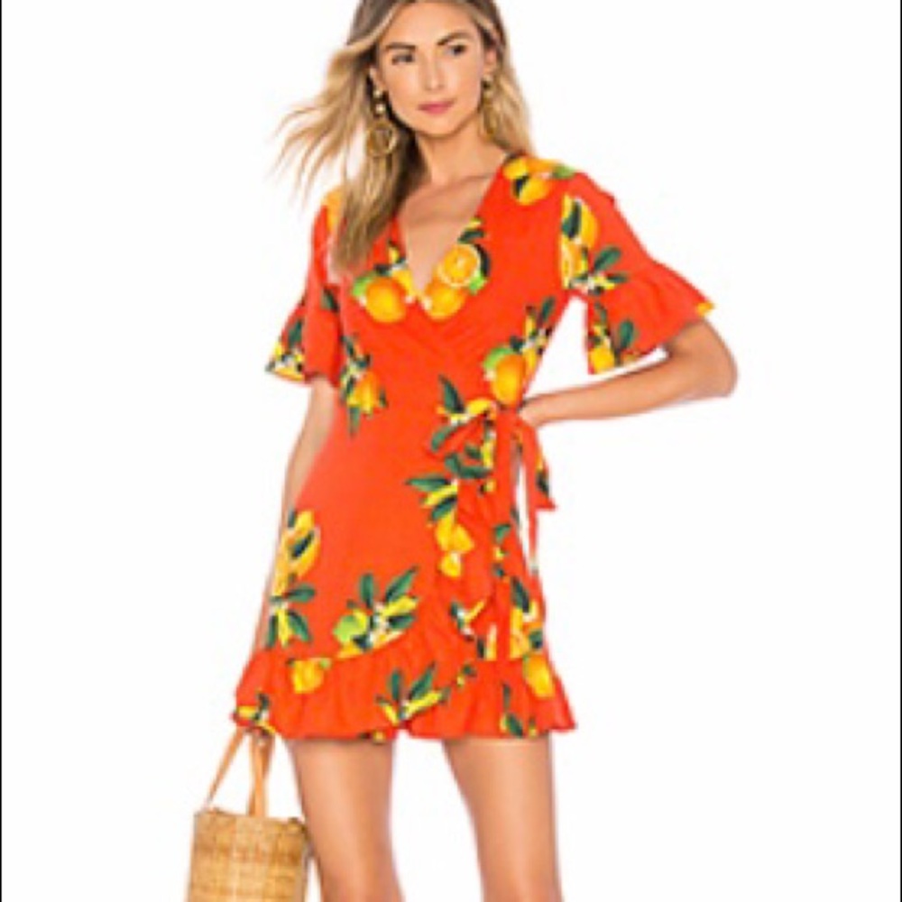 Privacy Please May Mini Dress Orange with lemons